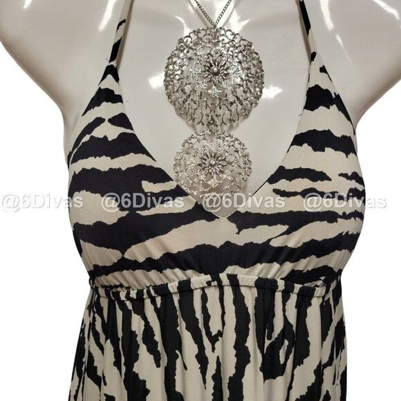 Zebra Print Halter Maxi Dress Size S   Size L - Picture 4 of 16